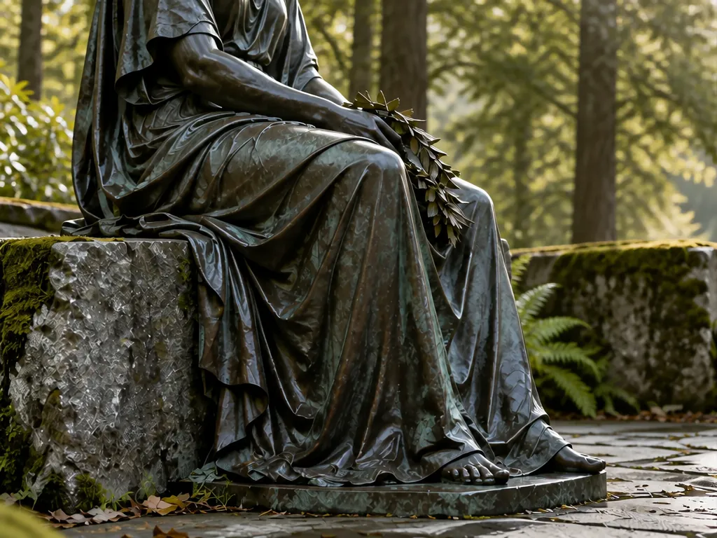 Close-up detail of the bronze-park-memorial stainless steel sculpture showing its form and finish